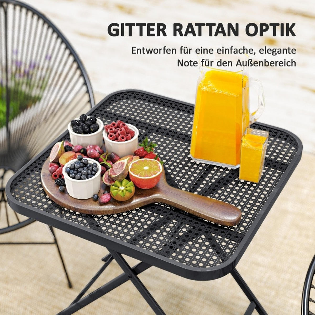 LOUNGETISCH 70/70/72 cm Schwarz aus Stahl klappbar - Schwarz, Metall (70/70/72cm) - OKMYHOME