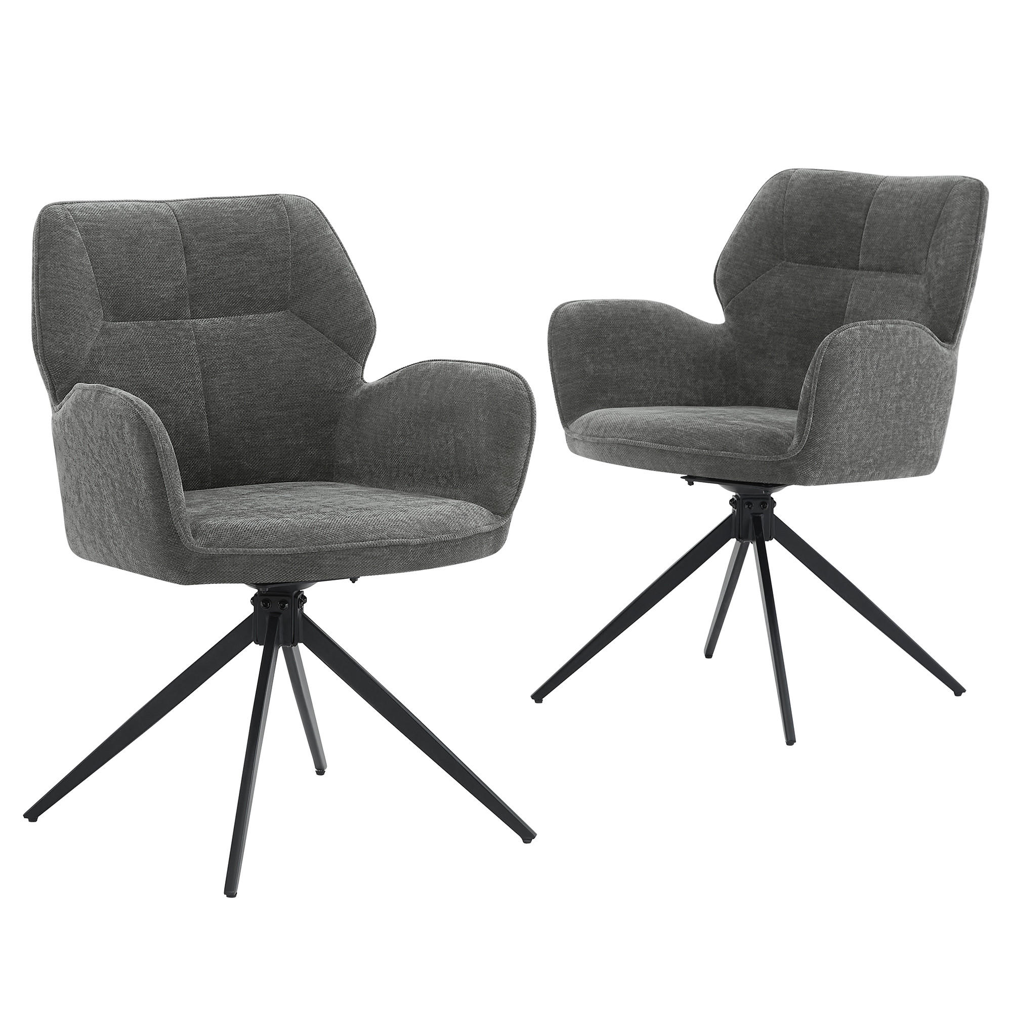 STUHL mit Samtbezug stabil Grau 45x53.5x84 cm Metall 2er-Set - Grau, Metall (45/84/53.5cm) - SONNENH