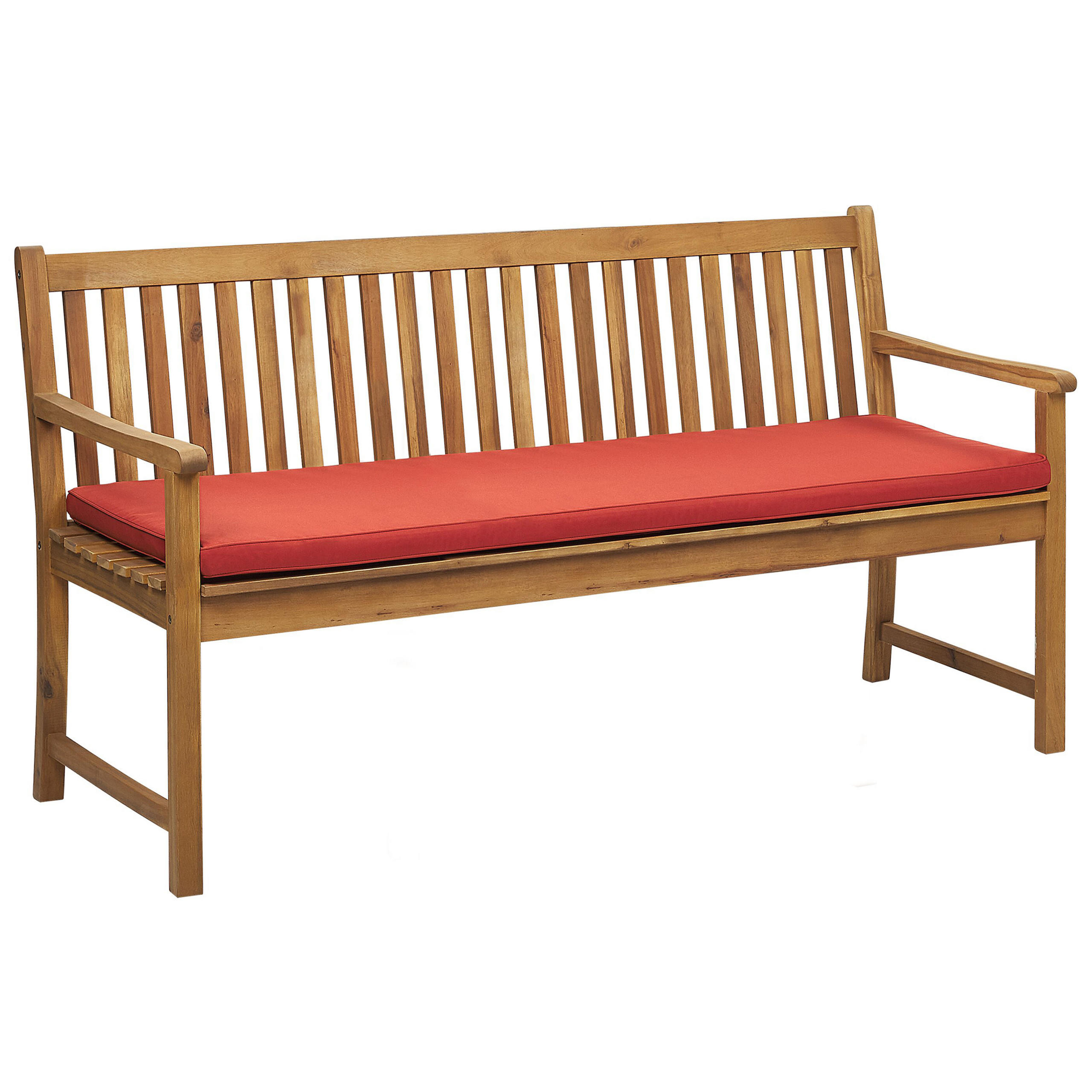 GARTENBANK zertifiziertes Holz hellbraun Auflage terracotta 160 cm Vivara - Hellbraun/Terra cotta, Holz (160/88/61cm) - Beliani