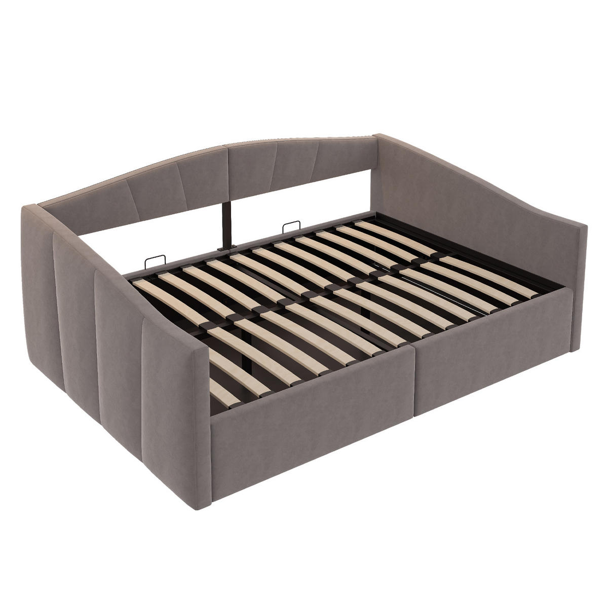 SCHLAFSOFA mit Stauraum 140x200 cm Samt Grau - Grau, Metall (140/200cm) - Meubliv