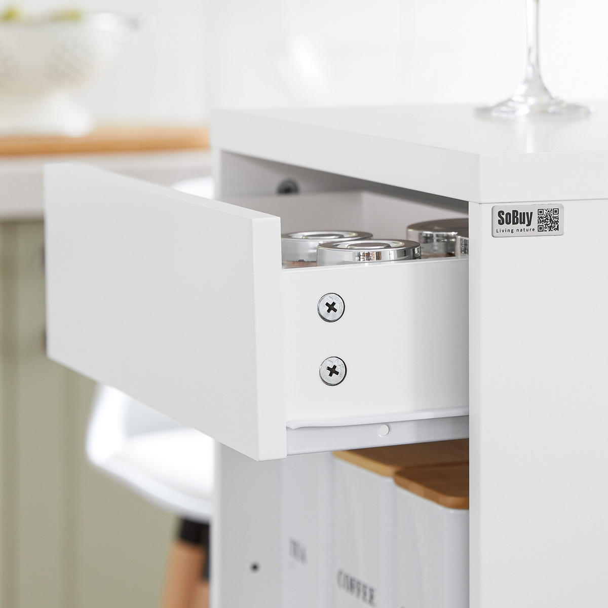 BARTISCH Weiß - Weiß, Holzwerkstoff (110/106/45cm) - SoBuy