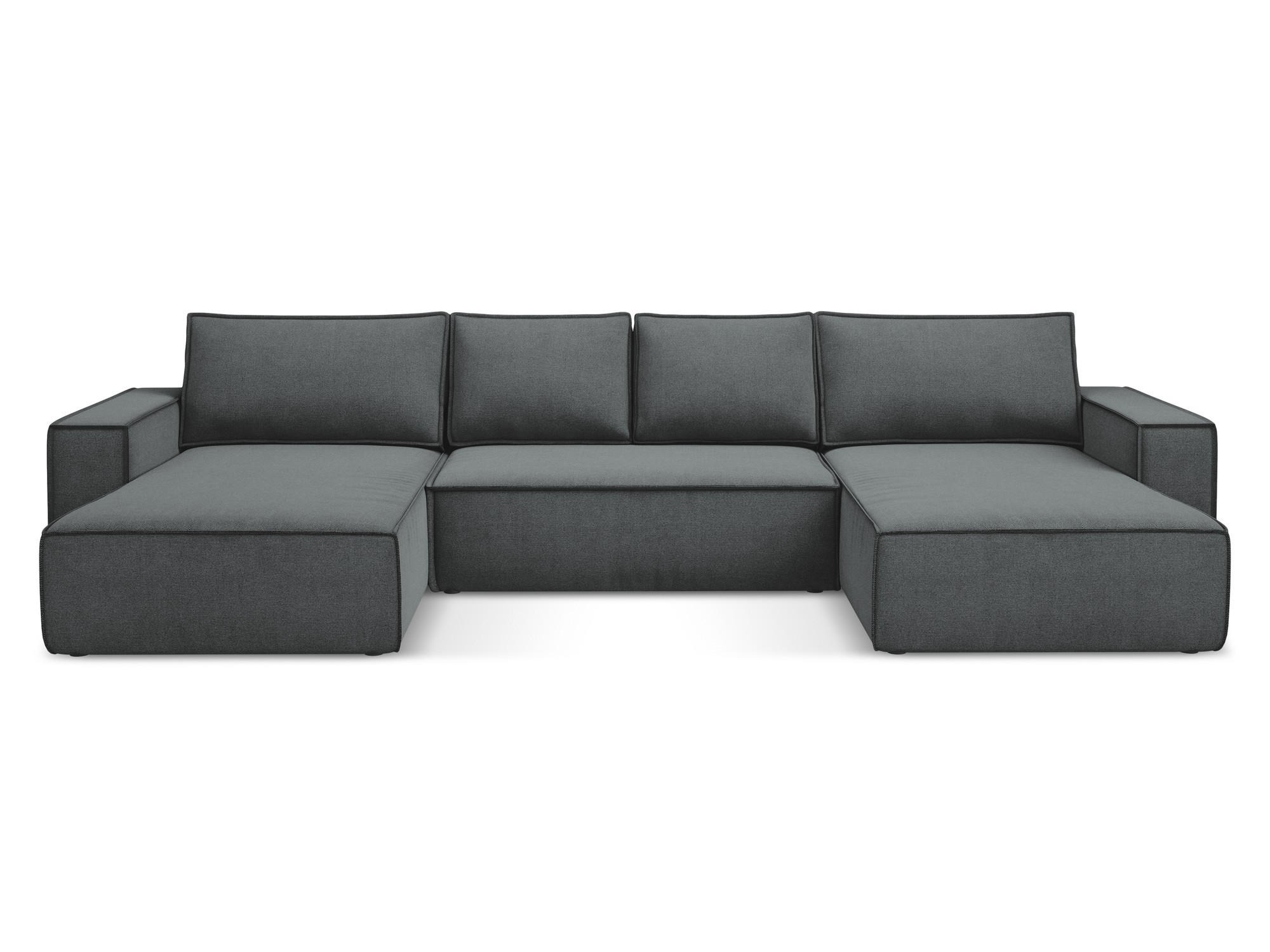 WOHNLANDSCHAFT Strukturstoff Stoff Grau - Schwarz/Grau, Kunststoff/Textil (398/82/185cm) - Makamii
