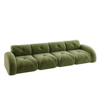 MODULSOFA aus Chenille mit rahmenlosem Komfortdesign Grün - Grün, Textil (95/76/358cm) - Modenvie