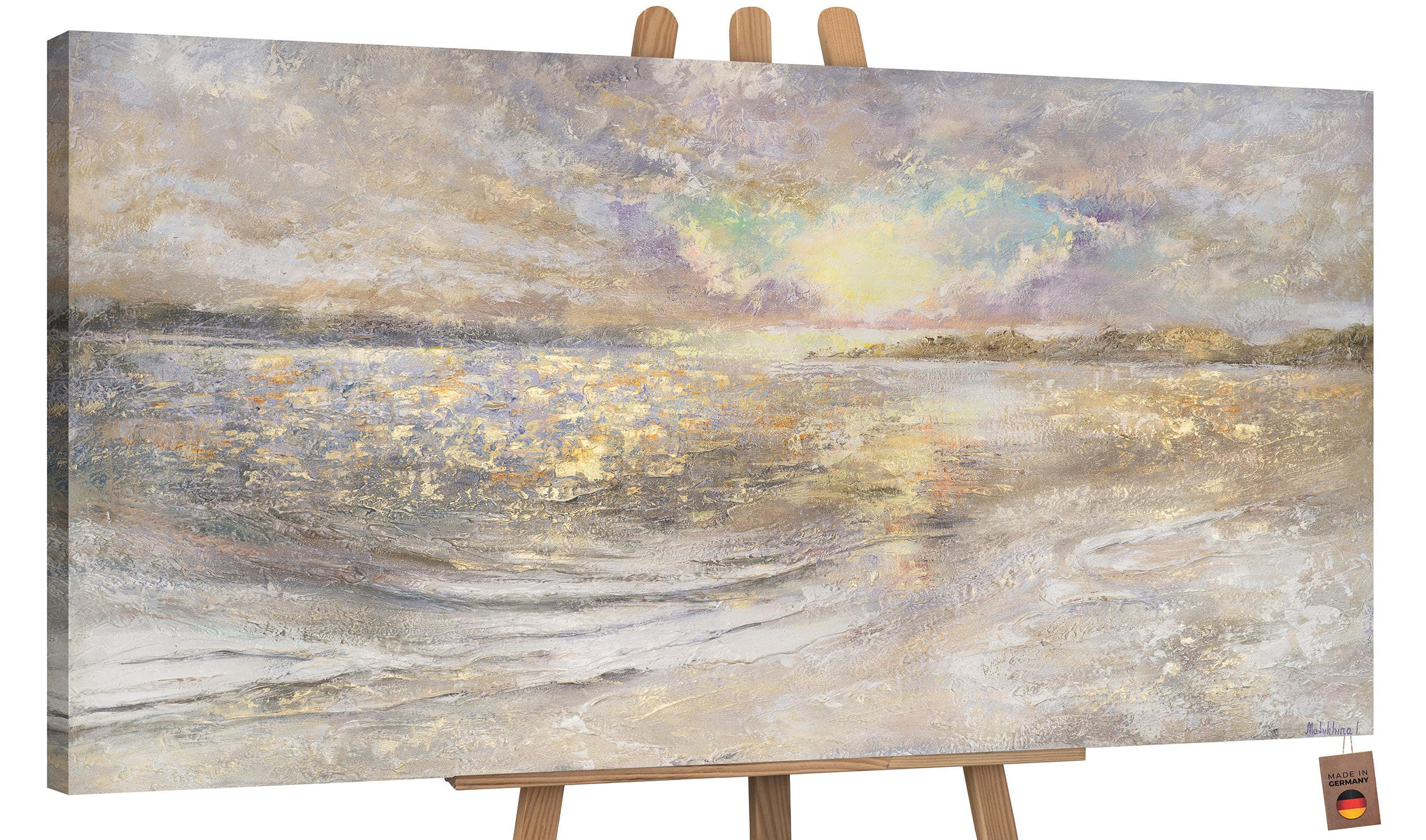 GEMÄLDE Meer Dämmerung auf Keilrahmen 200x100 cm - Beige, Holz (200/100cm) - YS-art gallery