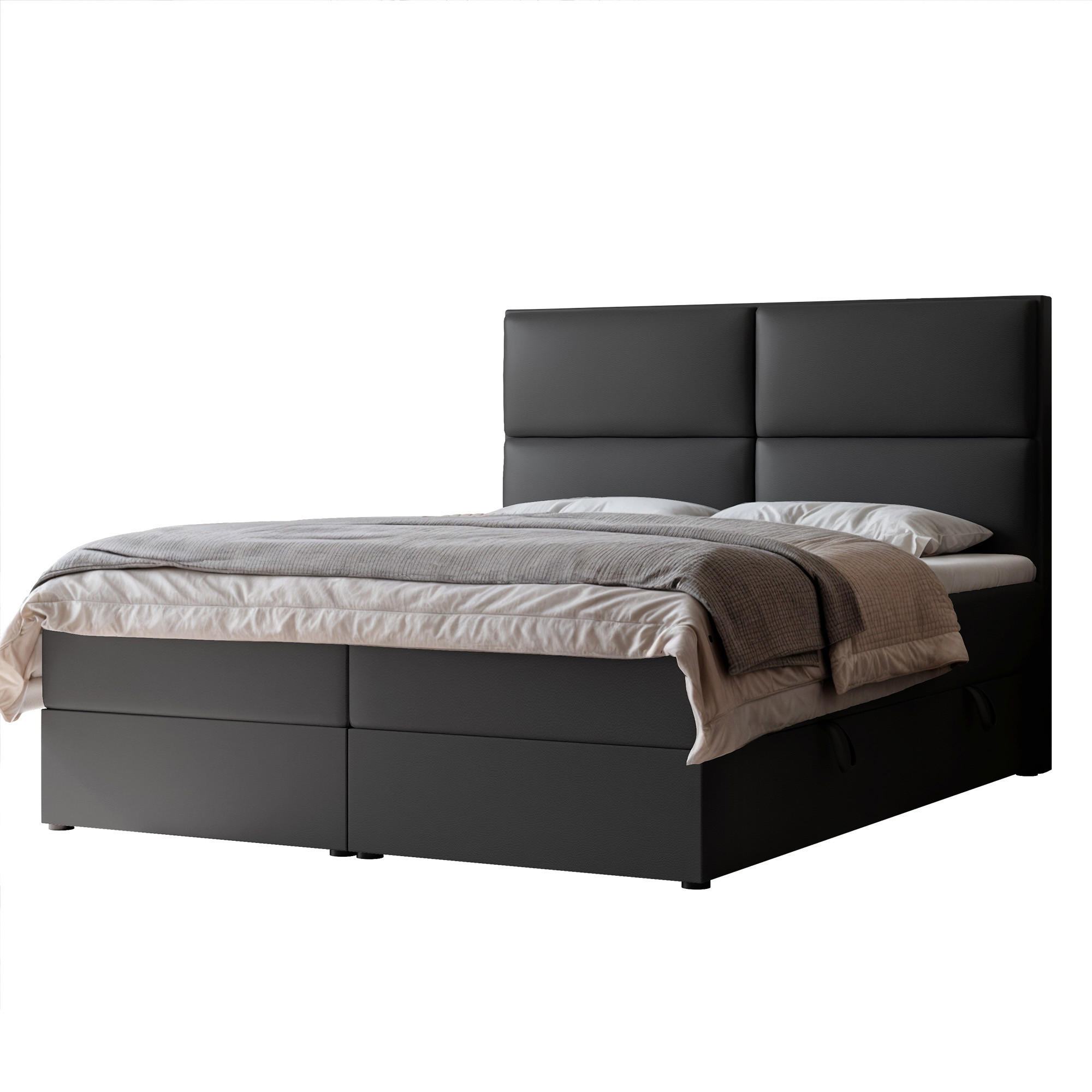 BOXBETT 120x200 cm mit Topper - Schwarz, Holzwerkstoff/Textil (180/200cm) - Idohome