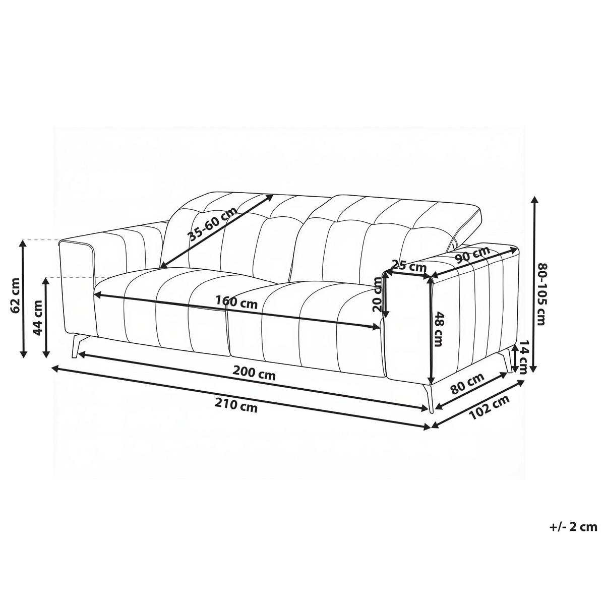POHOVKA 3-místná Látka Světle béžová Ommel - béžová, textil (210/80/102cm) - Beliani
