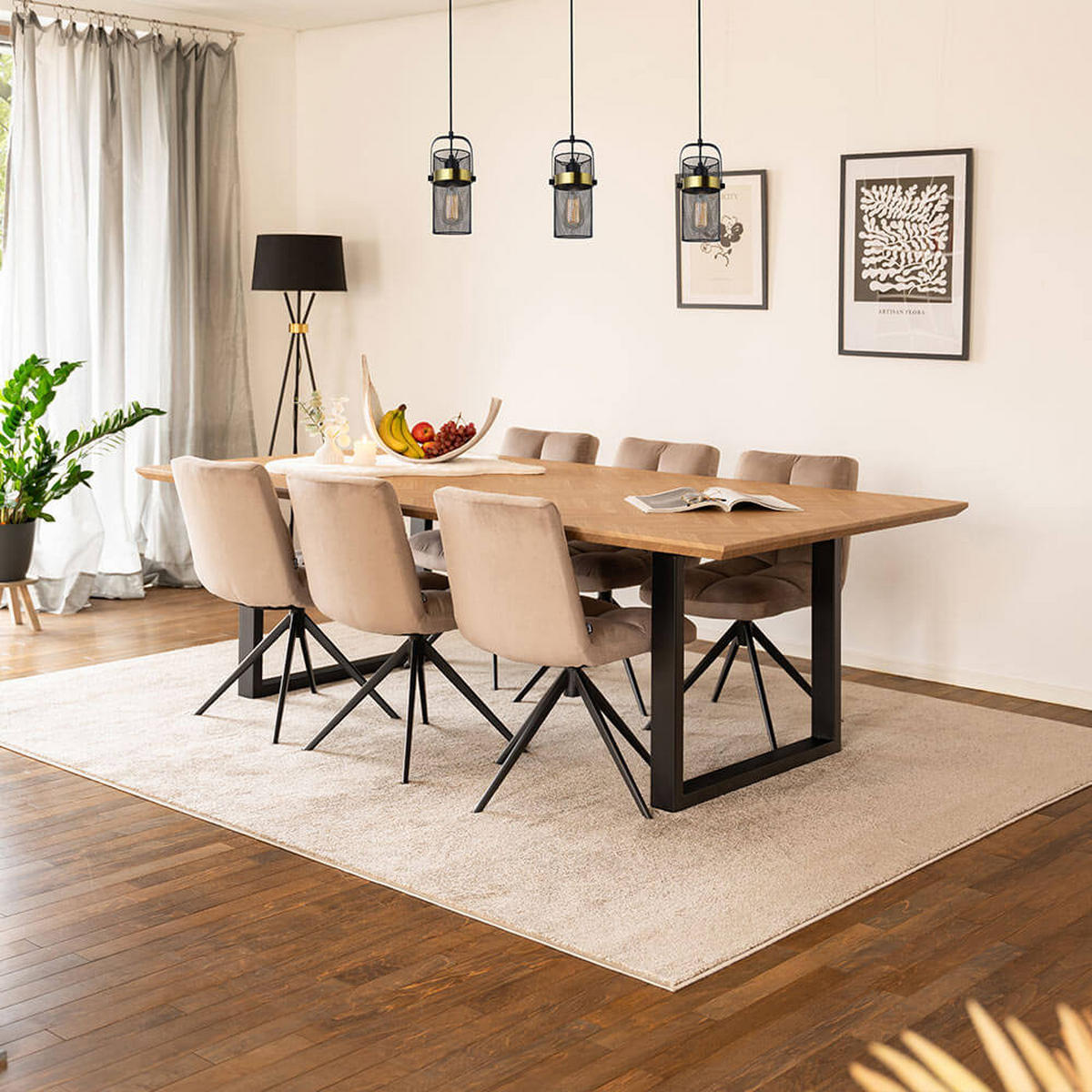ESSTISCH Eckig AVENCIA inkl. U-Fuß - 240 x 120 cm Fishbone Oak - Braun, Holz (240/120/4cm) - Home Deluxe