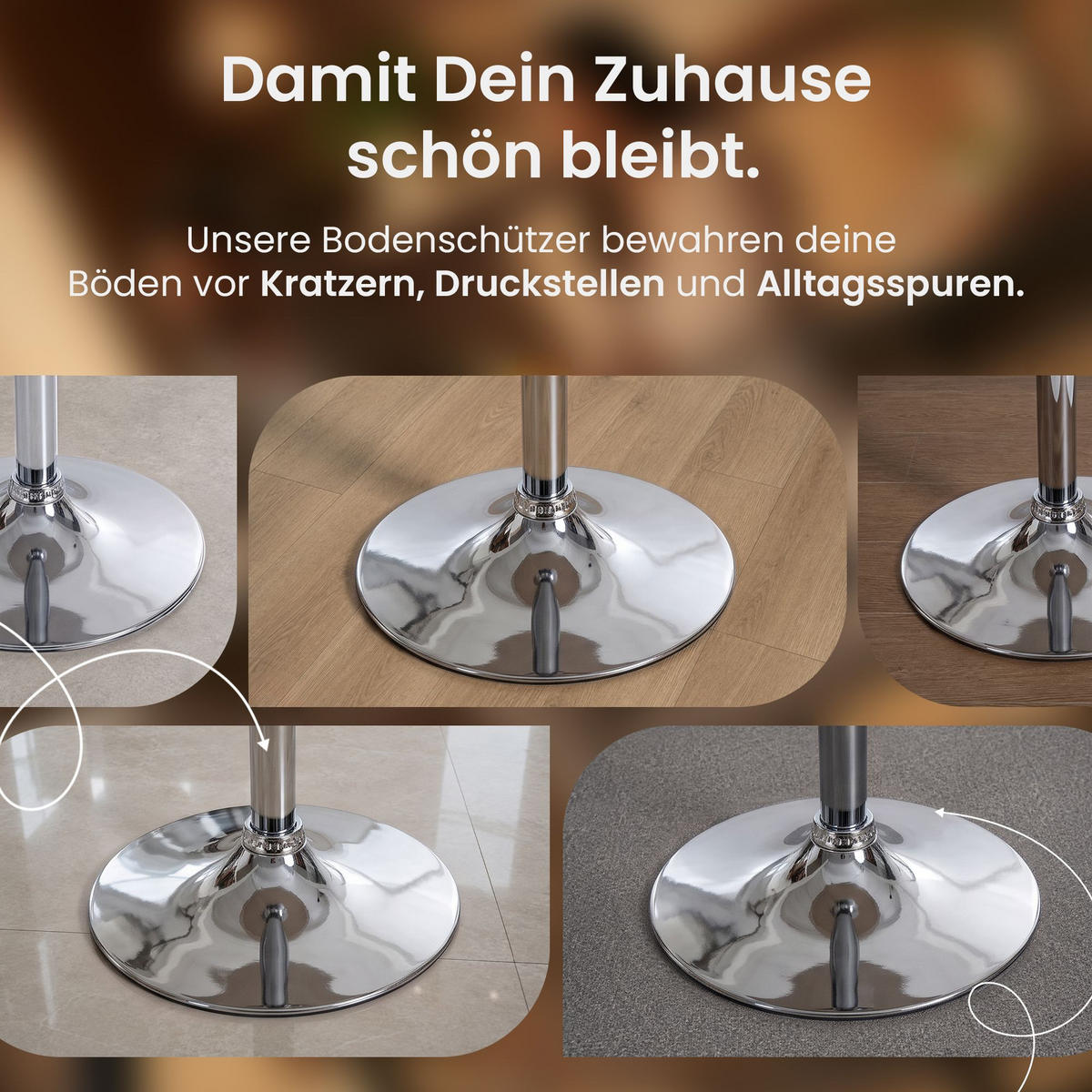 BARTISCH rund 60 cm Holz Weiß - Chromfarben/Weiß, Holz/Metall (60/60/108cm) - CLP