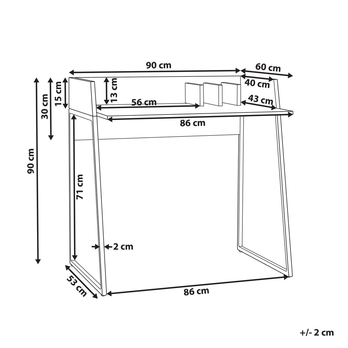 SCHREIBTISCH hellerHolzfarbton/weiß 90/60/90 cm Anah - Hellgrau, Holzwerkstoff (60/90/90cm) - Beliani