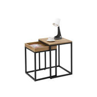 BEISTELLTISCH-SET 2 Stück - Braun, Metall (40/45/55cm) - A2A Home