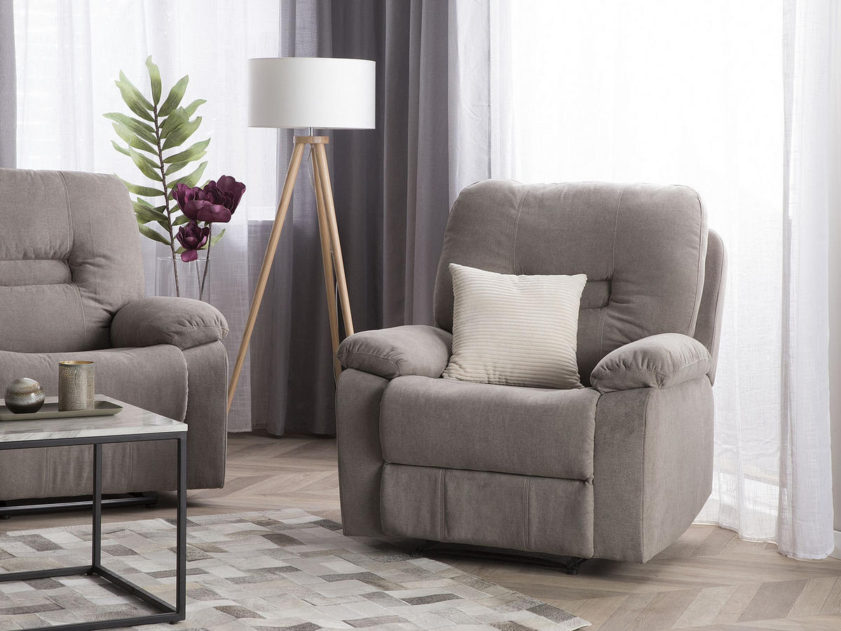 SESSEL Polsterbezug taupe verstellbar Bergen - Beige/Schwarz, Textil (85/101/74cm) - Beliani