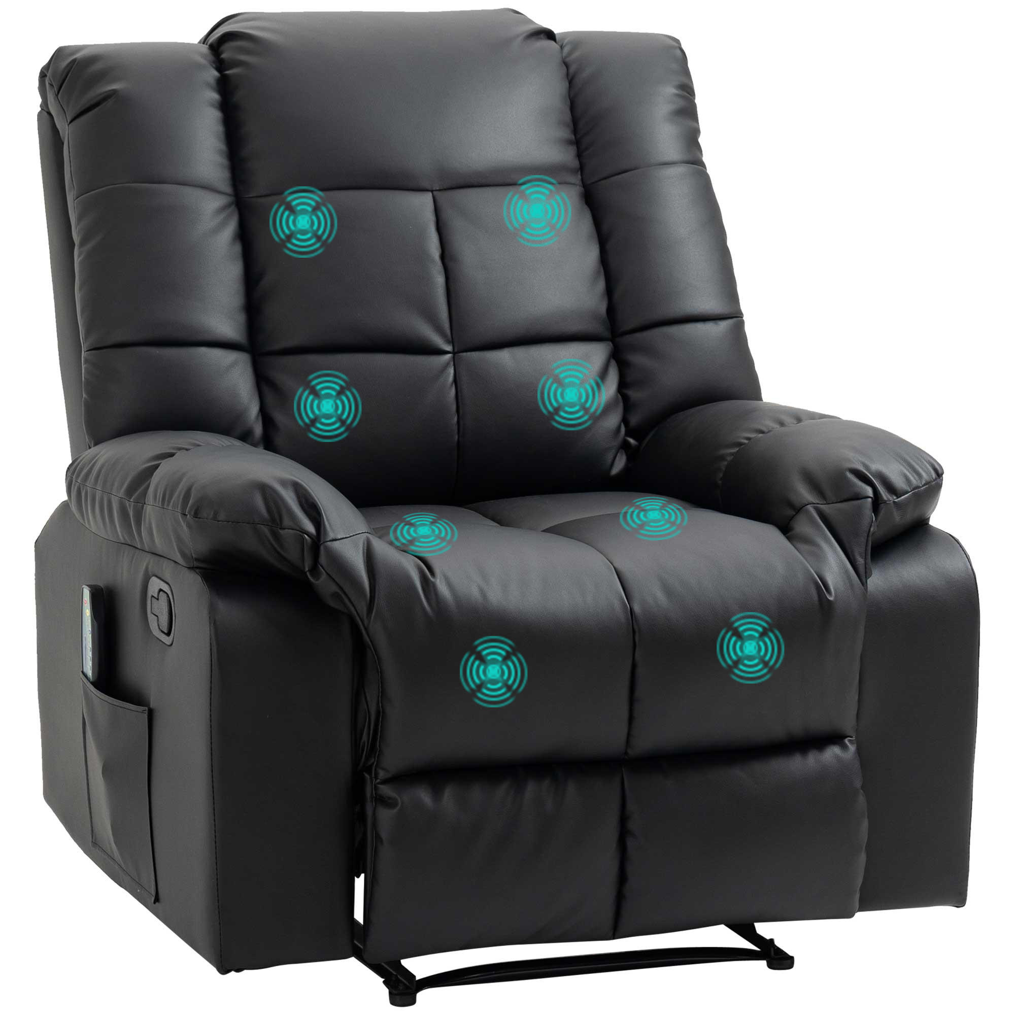 MASSAGESESSEL DE-06344 8 Vibrationspunkte, 165° neigbar Schwarz - Schwarz, Holz/Metall (99/99/94cm) - ComfortXL