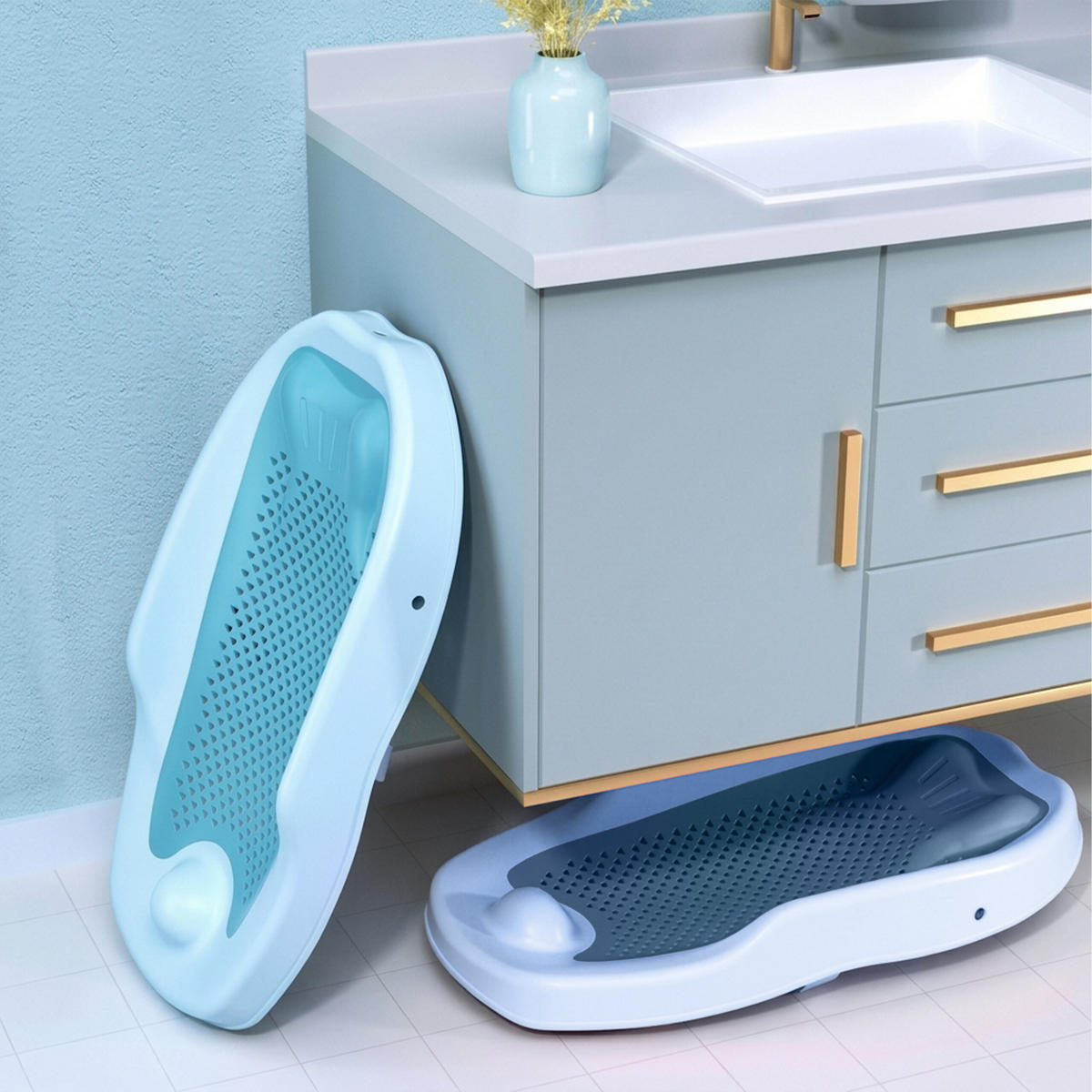 BADLIGG Blå 2-delars-set - Multicolor, Plast (51.5/30cm) - Relaxdays