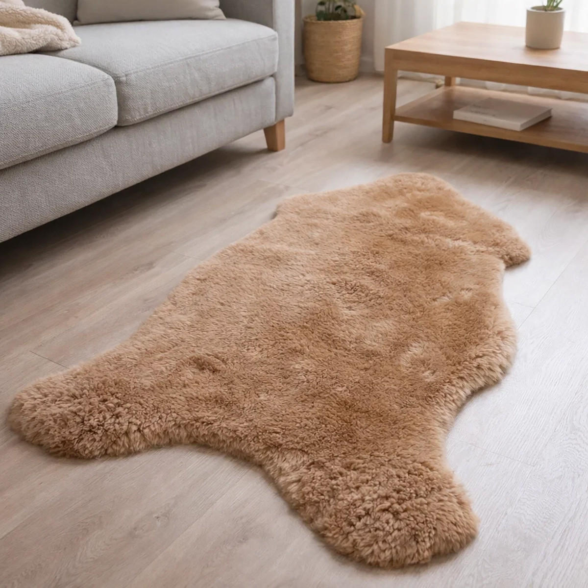 SCHAFFELL Premium Merino Lammfell Natur Beige geschoren ca. 115 cm - Beige, Fell (65/115cm) - Provellus