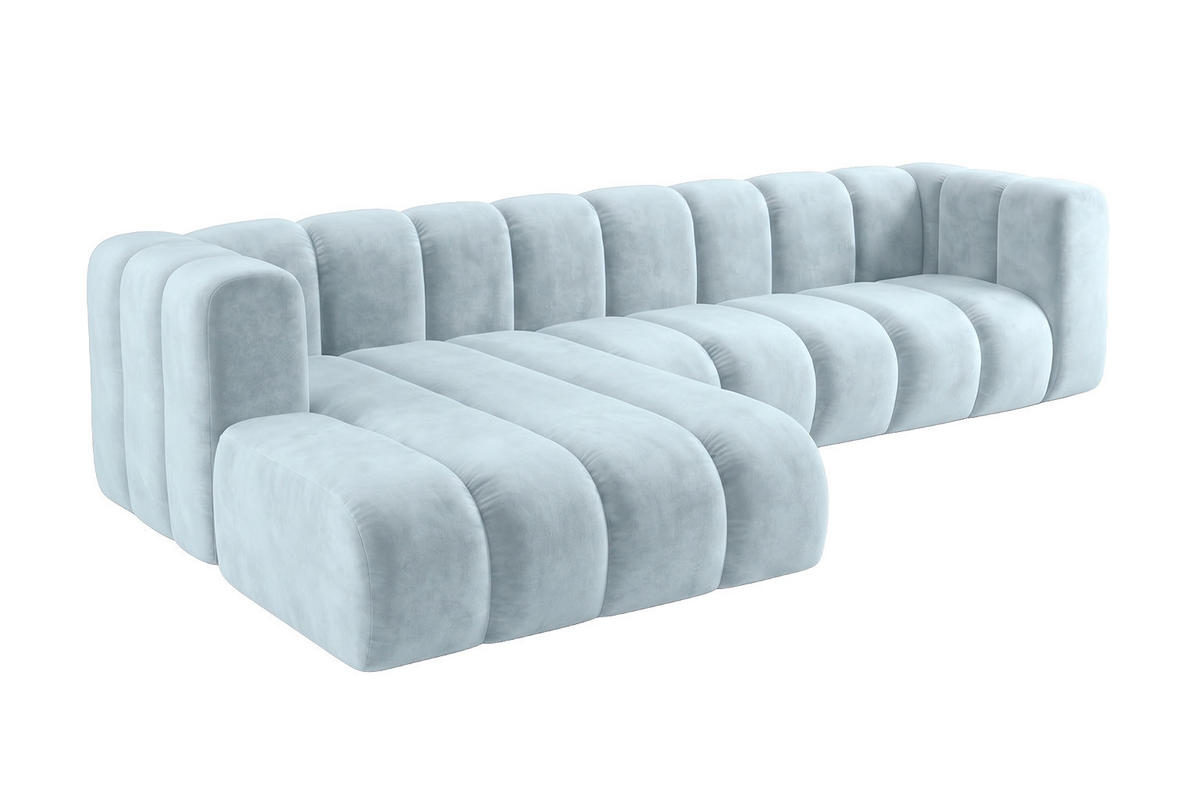 ECKSOFA Modulares In L-Form, Velvet-Stoff Riviera, Babyblau, Links, GRAND 287 cm - Hellblau, Holz (287/179cm) - Kaiser Möbel