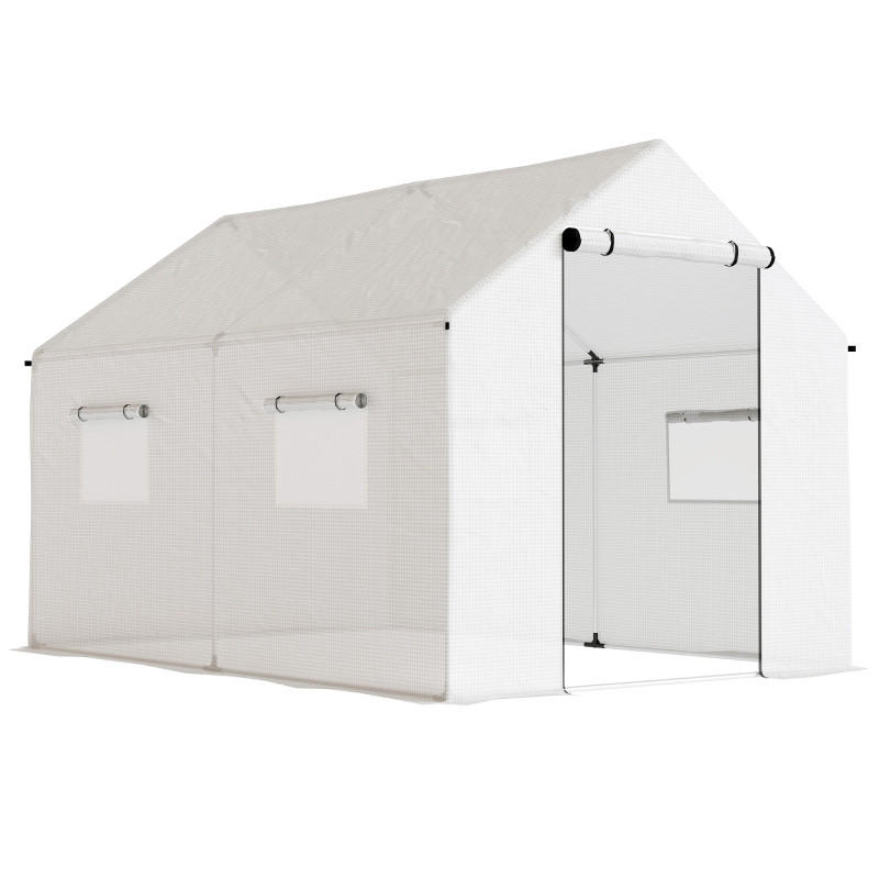GEWÄCHSHAUS 3x2x2 m Folie 4 Fenster UV Schutz - Weiß, Metall (300/200/200cm) - Fortuna Lai