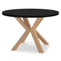 ESSTISCH RAL mit Holzbeinen, Durchmesser: 90 / 140 cm Schwarz / Buche Natur - Buchefarben/Schwarz, Holz (90/140/77cm) - Dekori_Interiors
