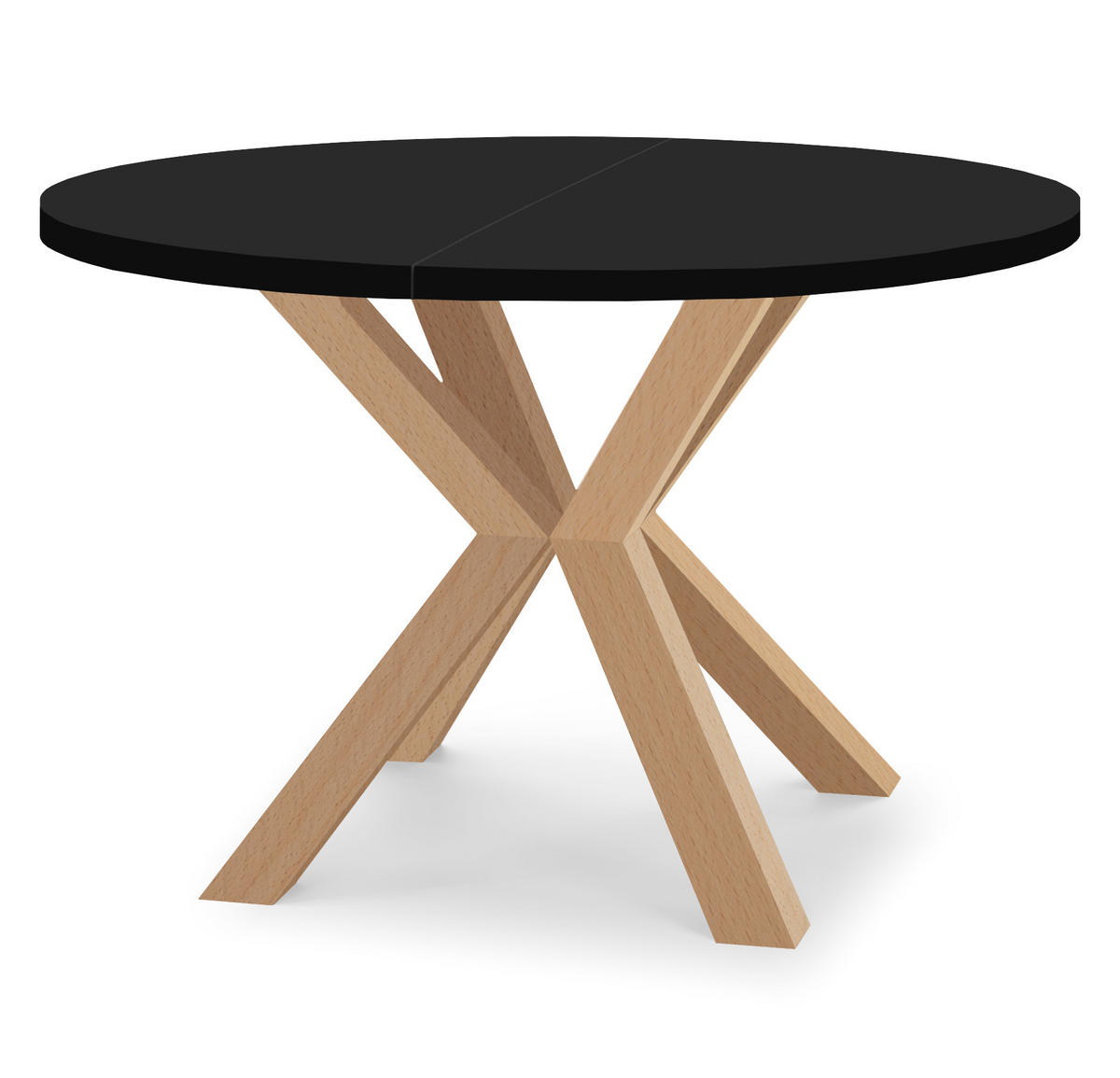 ESSTISCH RAL mit Holzbeinen, Durchmesser: 90 / 140 cm Schwarz / Buche Natur - Buchefarben/Schwarz, Holz (90/140/77cm) - Dekori_Interiors