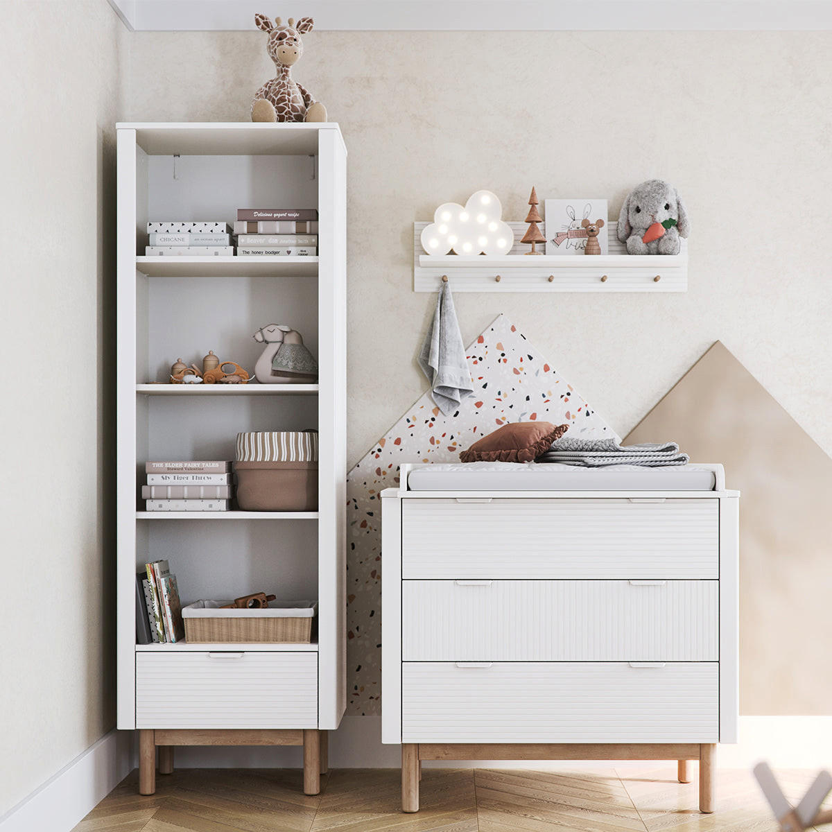 DJEČJA KOMODA Miloo Bijeli - bijela, drvni materijal (100/90.5/52.5cm) - Petits-meubles