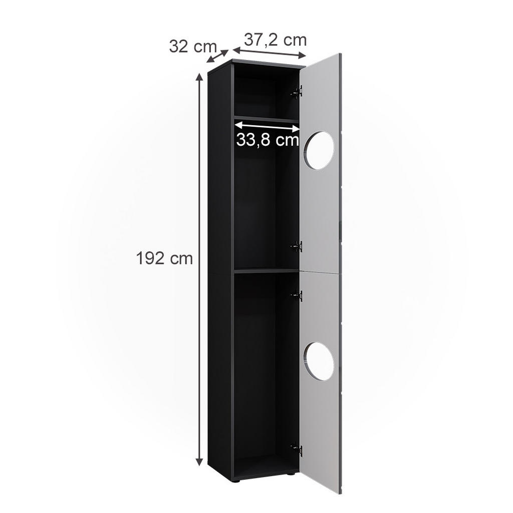 Thumbnail - Vicco Wäscheschrank, Anthrazit, Anthrazit, Holzwerkstoff, 3 Fächer, Rechteckig, 37.2x192x32 cm, Badezimmer, Badezimmersc...