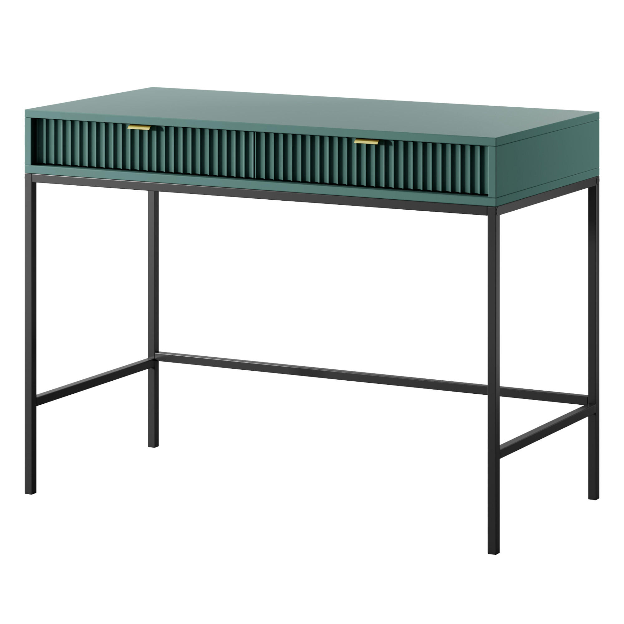 SCHMINKTISCH NANAIMO TOA1-2S Profilierte Fronten, Grün - Grün, Holzwerkstoff/Kunststoff (104/77/50cm) - Komodee