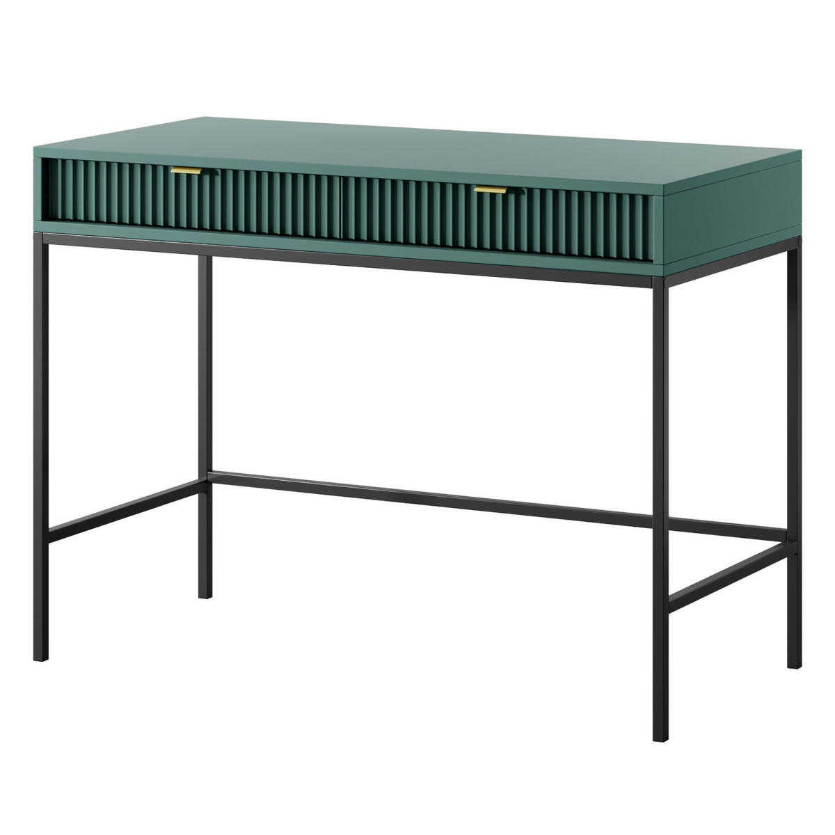 SCHMINKTISCH NANAIMO TOA1-2S Profilierte Fronten, Grün - Grün, Holzwerkstoff/Kunststoff (104/77/50cm) - Komodee