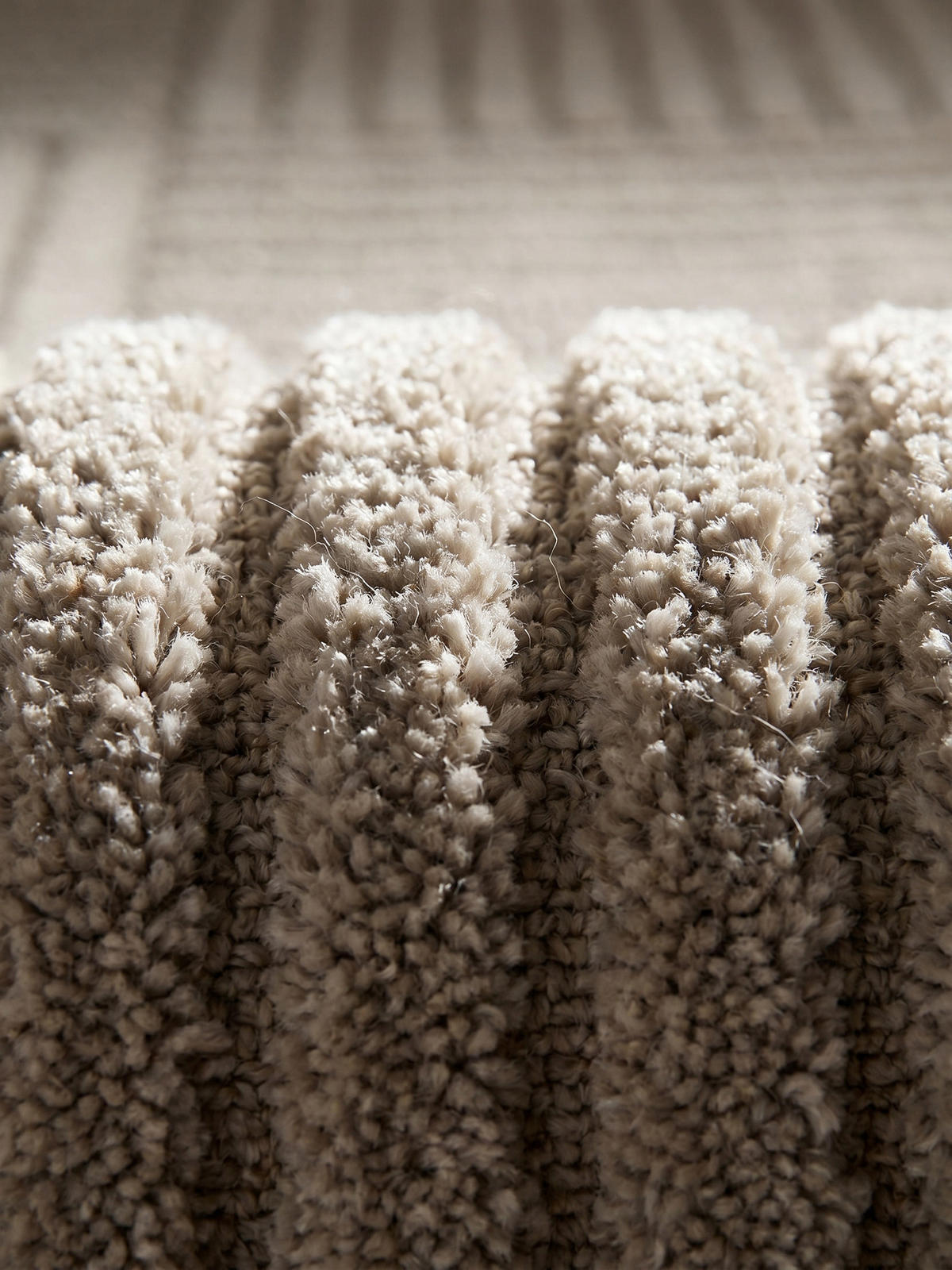 TEPPICH Hochflor RIGI in Beige, mit Cord-Streifen-Patchwork, Ø 160 cm - Beige, Textil (160/160cm) - KADIMA DESIGN