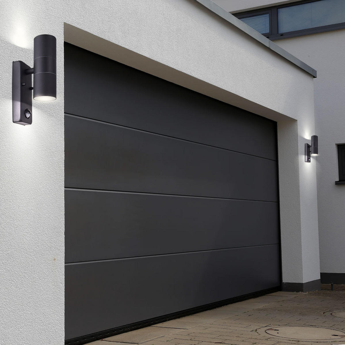 WANDLEUCHTE Alu-Druckguss Schwarz 2er Set - Schwarz, Glas (7.5/22/11.5cm)