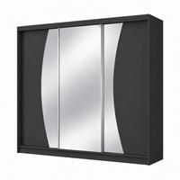 KLEIDERSCHRANK Nox 240 cm Schwarz Spiegel 4 Schubladen Griffe silber - Schwarz, Holzwerkstoff (240/216/61cm) - KS Home Concept