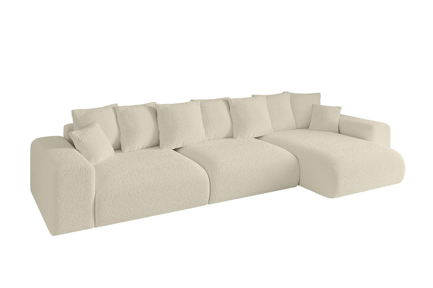 ECKSOFA Ottomane rechts ESKAR-L 364x176x84 Creme Bouclé - Creme/Schwarz, Holzwerkstoff/Kunststoff (176/364cm) - ALTDECOR