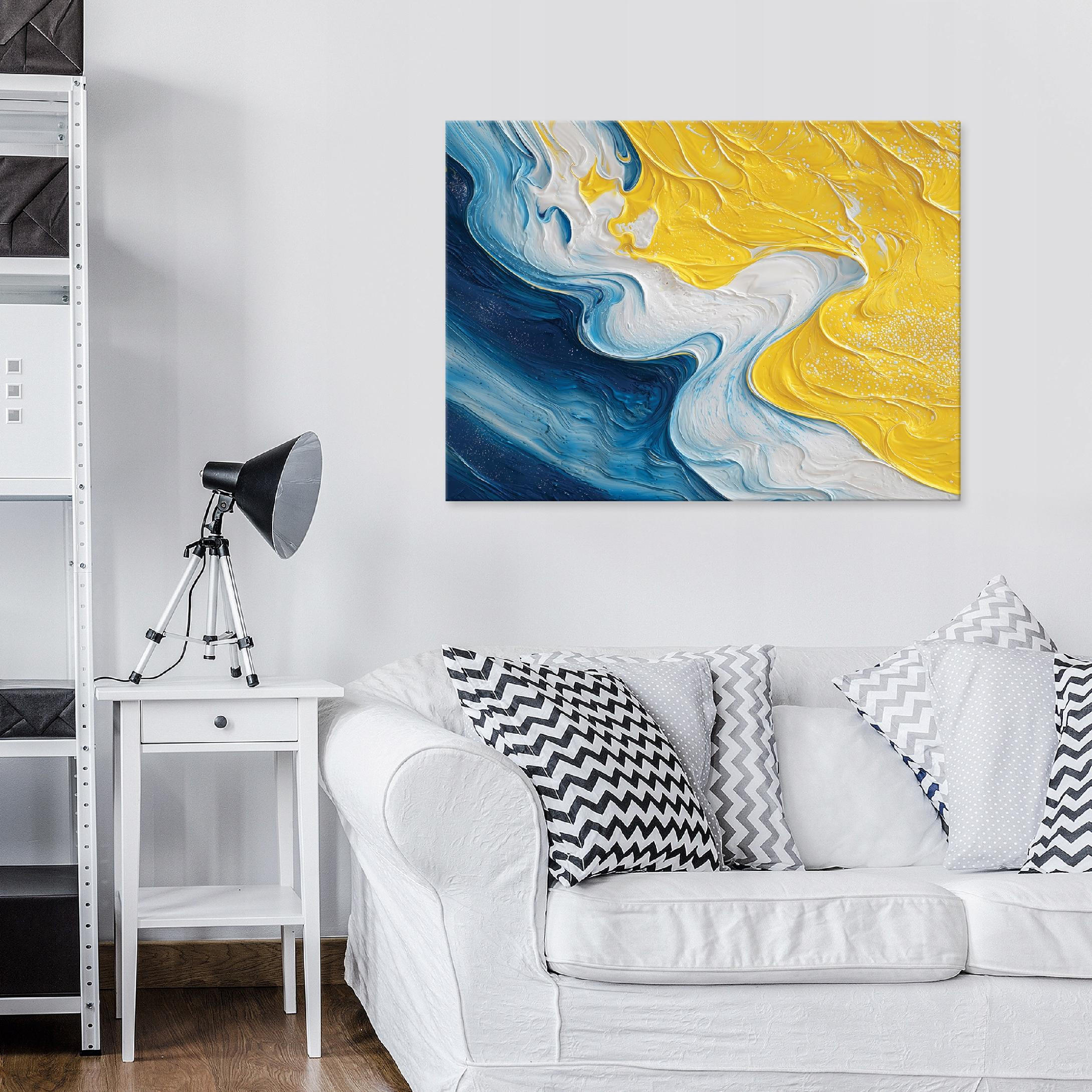 LEINWANDBILD Abstrakt Aquarell Blau 60x40 cm - Multicolor, Holzwerkstoff (60/40cm) - Wallarena