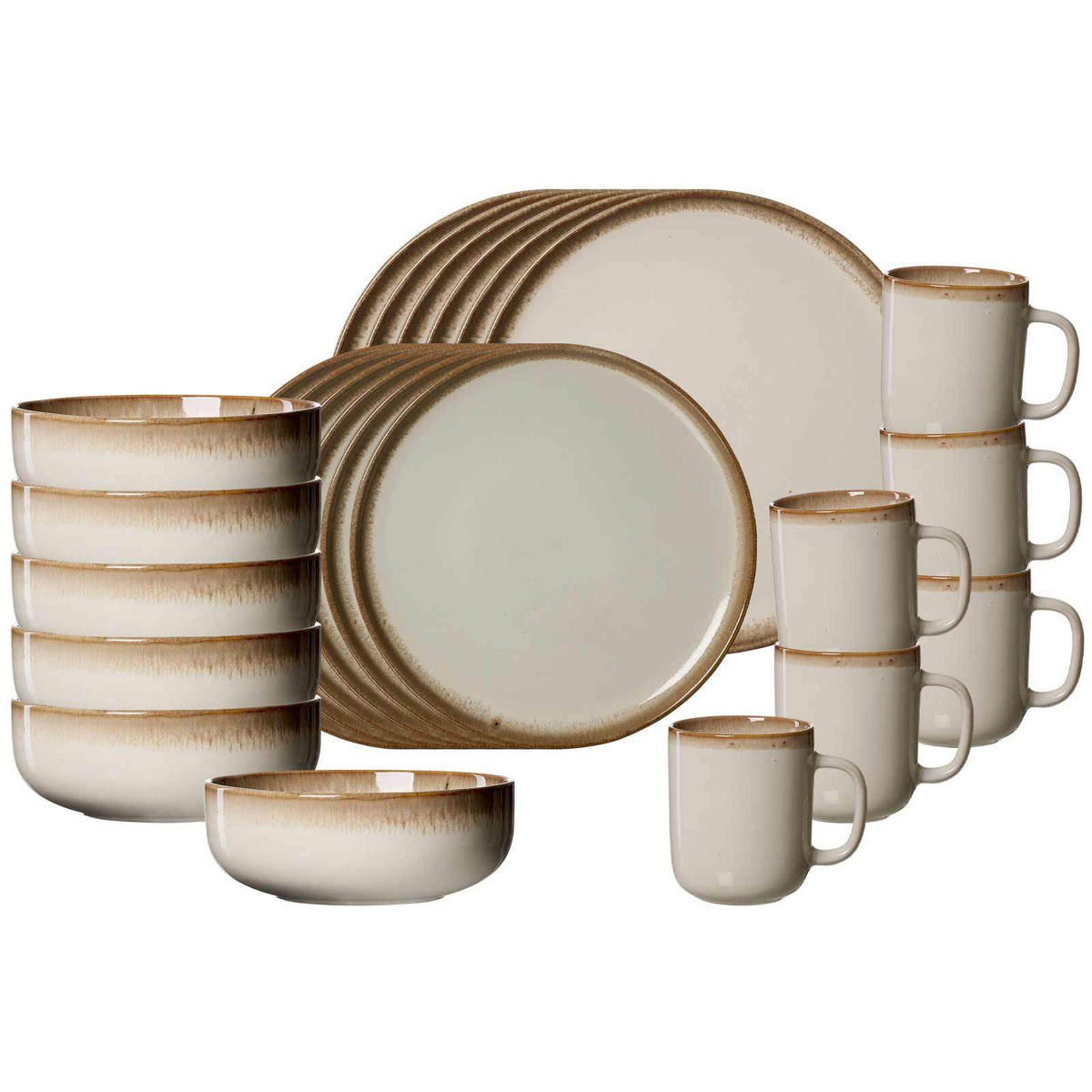 KOMBISERVICE Malaga Creme 24er Set - Creme, Keramik (1/1/1cm) - Ritzenhoff Breker