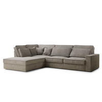 ECKSOFA Kirou Braun Chenille-Stoff - Links Seite - Schwarz/Braun, Holz/Holzwerkstoff (225/311cm) - Maison de Reve