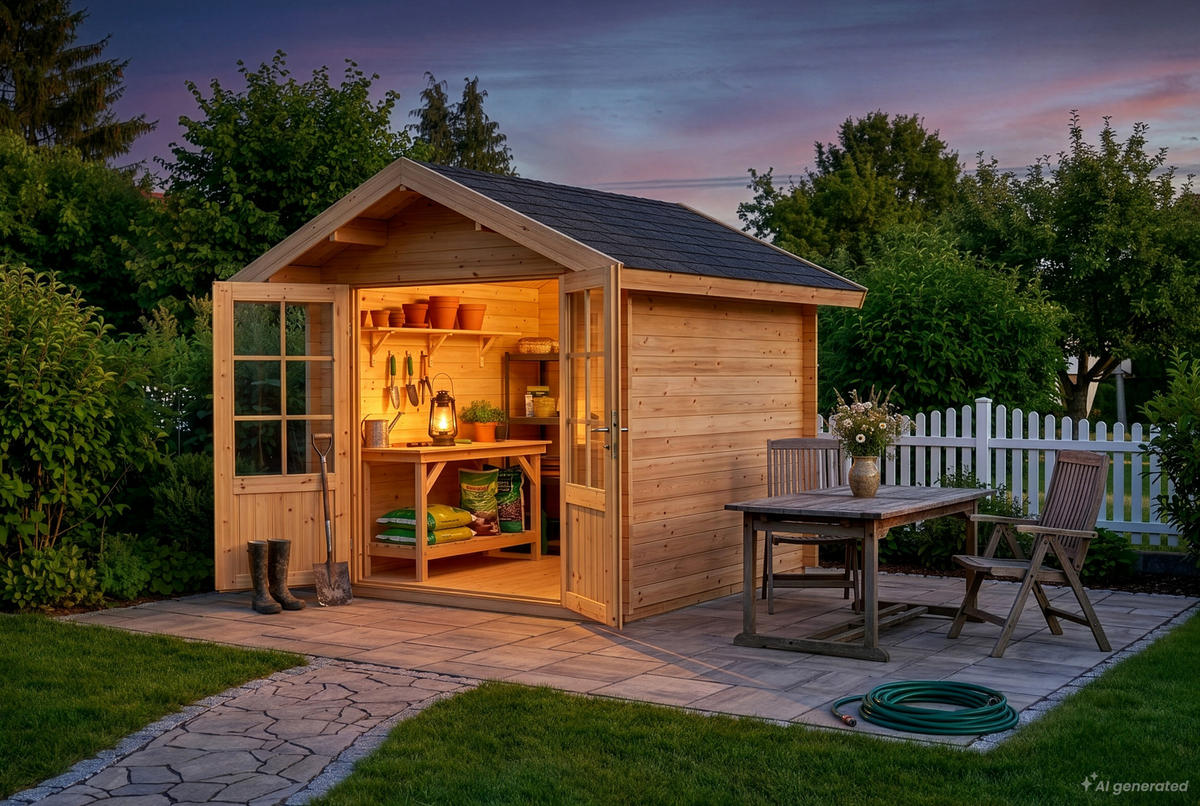 GERÄTEHAUS Holz Palma - Naturfarben, Holz (260/245/261cm) - Alpholz