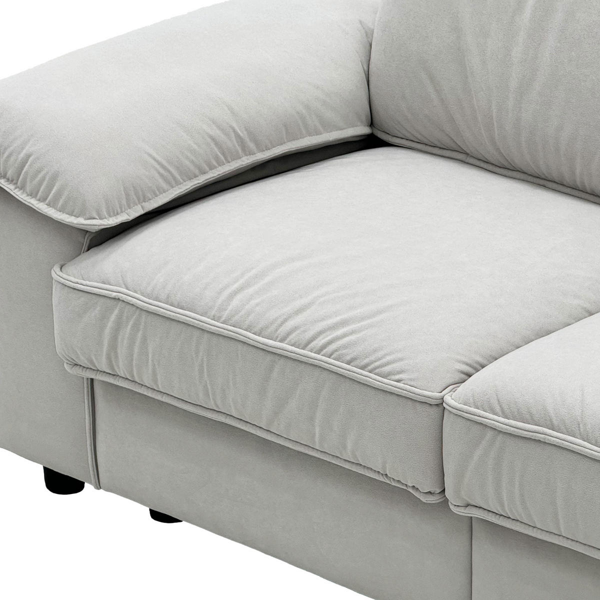 2-SITZER SOFA Samt Cream White mit Stauraum und Taschenfederkern - Creme, Holzwerkstoff/Kunststoff (201/89/91cm) - WISHDOR