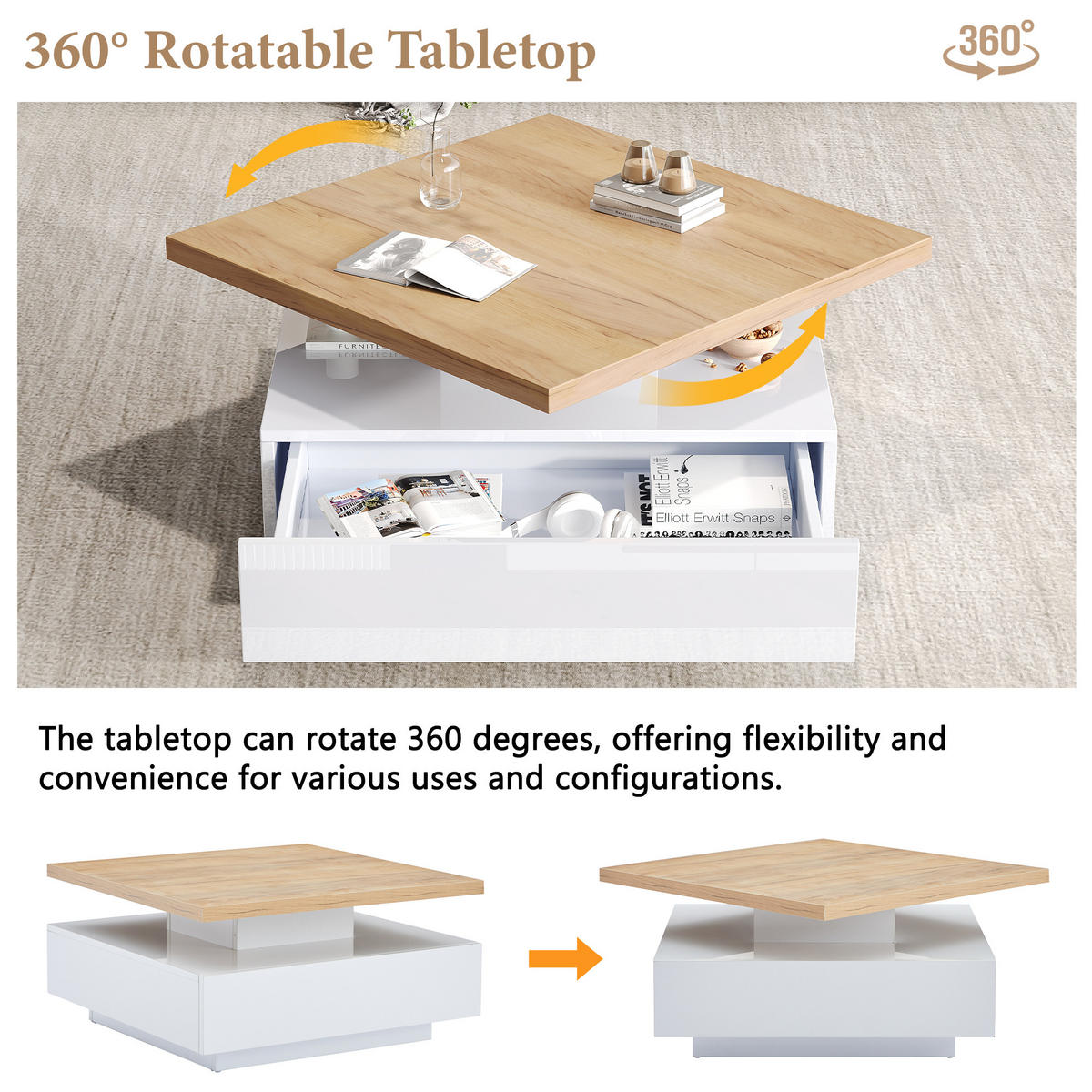COUCHTISCH DE-192 Multifunktional Eichefarben - Eichefarben, Holzwerkstoff (70/70/36cm) - ComfortXL