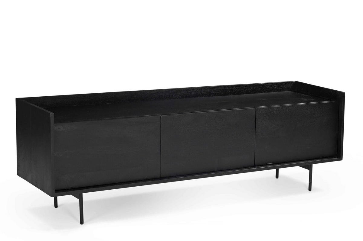 TV Schrank aus Mangoholz 160cm, schwarz - Schwarz, Holz (160/50/38cm) - Giga Meubel