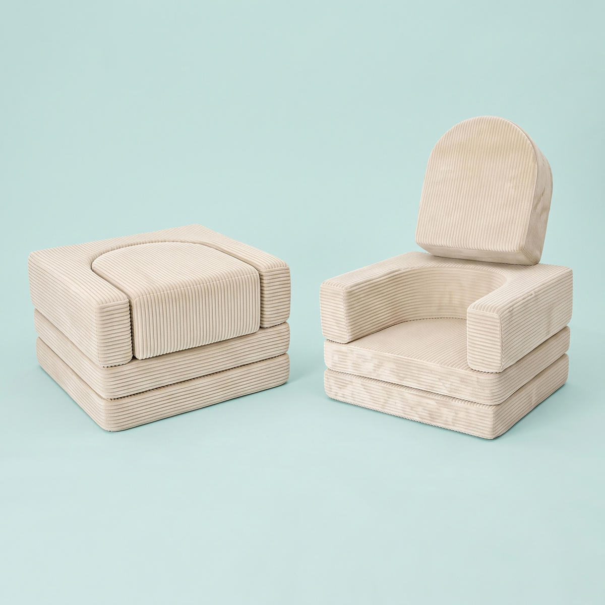 KINDERSOFA Beige modular 10-tlg. - Beige, Kunststoff/Textil (108/32/50cm) - Relaxdays