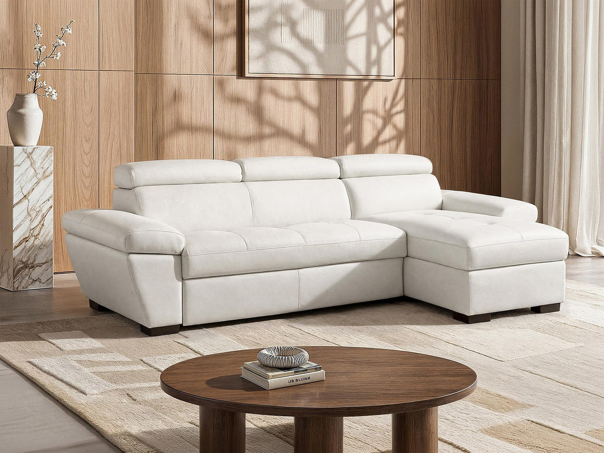 SCHLAFSOFA - -Sitzer - Leder - Weiß - - Weiß, Leder (256/83/154cm) - Vente-Unique