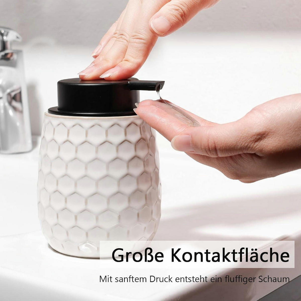 SEIFENSPENDER Keramik Beige 400ml - Beige, Keramik (9/13/9cm)