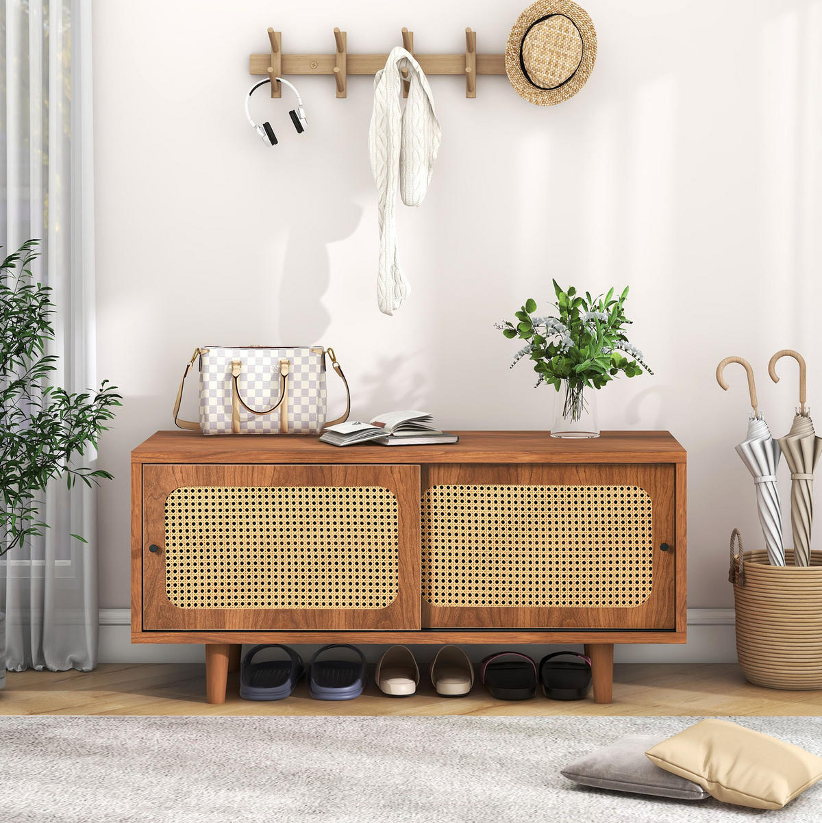 SCHUHSCHRANK 104/48/40 cm Walnuss aus Spanplatte mit 2 Türen - Walnussfarben, Holzwerkstoff (104/48/40cm) - OKMYHOME