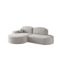 ECKSOFA mit Schlaffunktion und Bettkasten Modena Runden stoff Arena Hellgrau Links - Hellgrau, Holz (179/278cm) - Kaiser Möbel