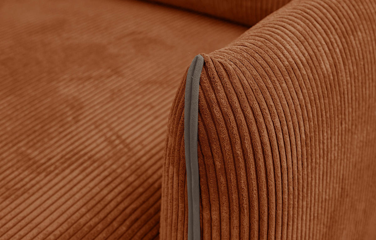 ECKSOFA TAUER 3-Sitzer, orange - Schwarz/Orange, Holzwerkstoff/Kunststoff (206/173cm) - Courtois Laville