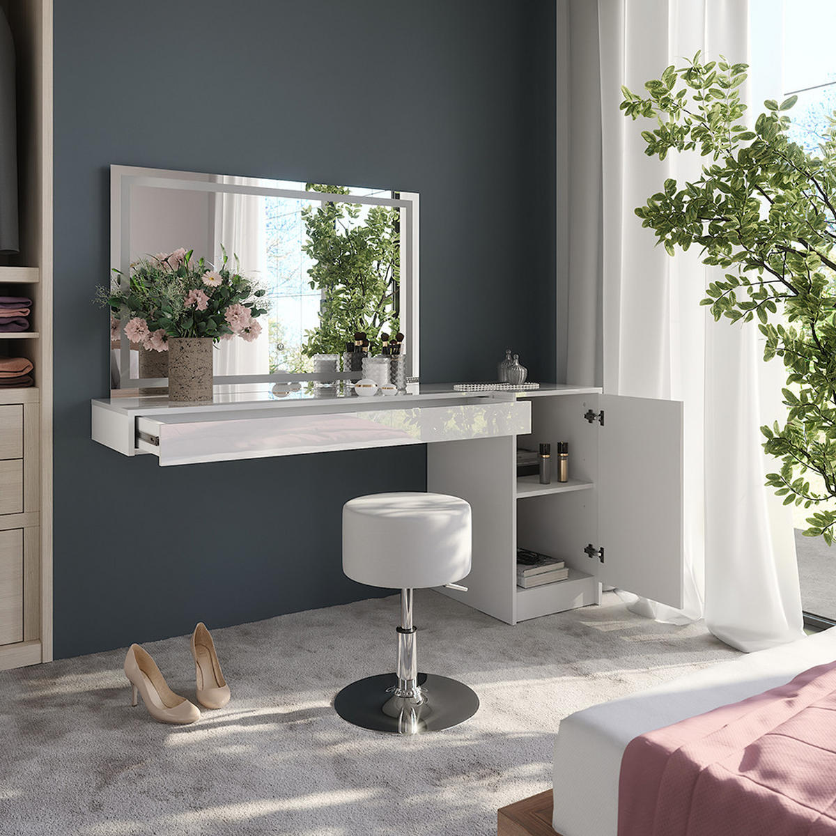 TOALETNÍ STOLEK Sherry Bílá - bílá, kompozitní dřevo (120/12/40.1cm) - Vicco