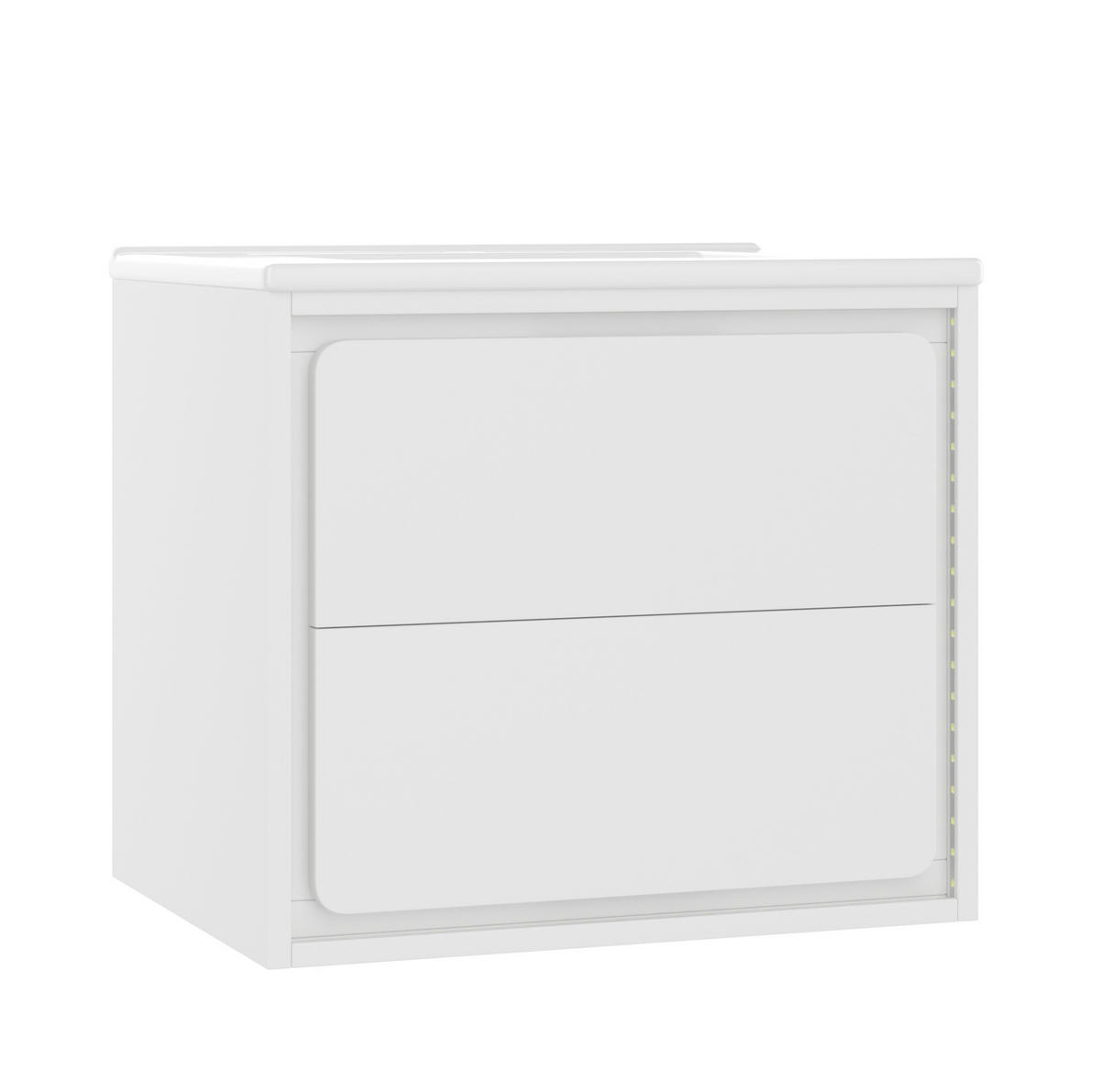 WASCHTISCHKOMBI Badezimmerschrank 60x46x50cm in Weiß mit Radar-Sensor-LED & Keramikbecken - Weiß, Holzwerkstoff (60/50/46cm) - Modfu