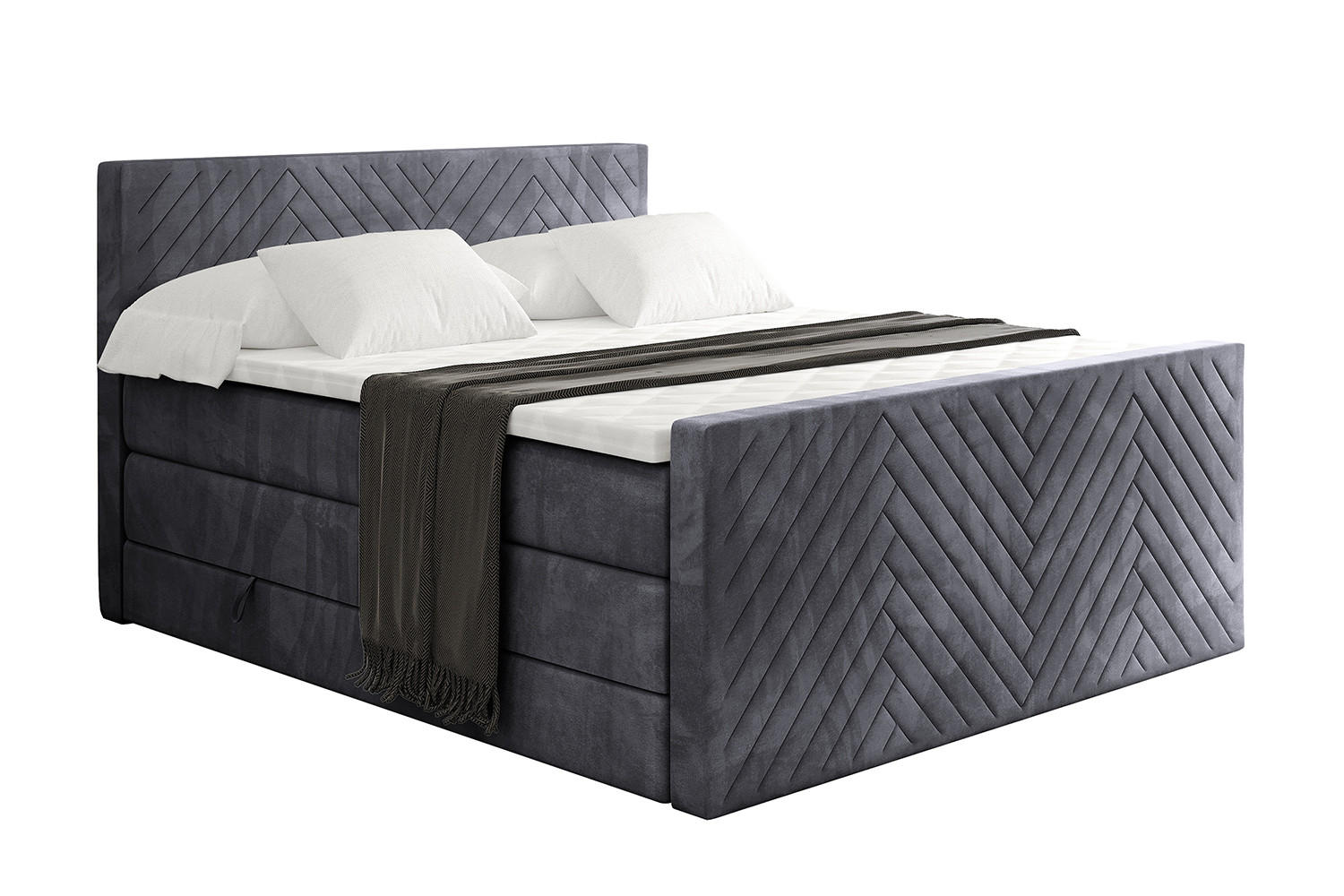 BOXSPRINGBETT mit Matratze und Lattenrost - VEXA-Z KING-180x200 - Dunkelgrau Casablanca - Dunkelgrau, Holzwerkstoff (180/200cm) - ALTDECOR