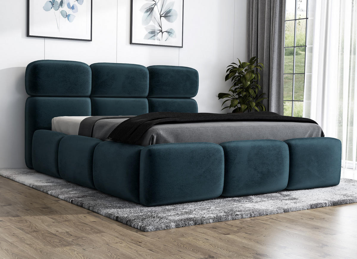 POLSTERBETT MAROKO 180x200 Blau - Blau, Textil (180/200cm) - A&J MöbelLand