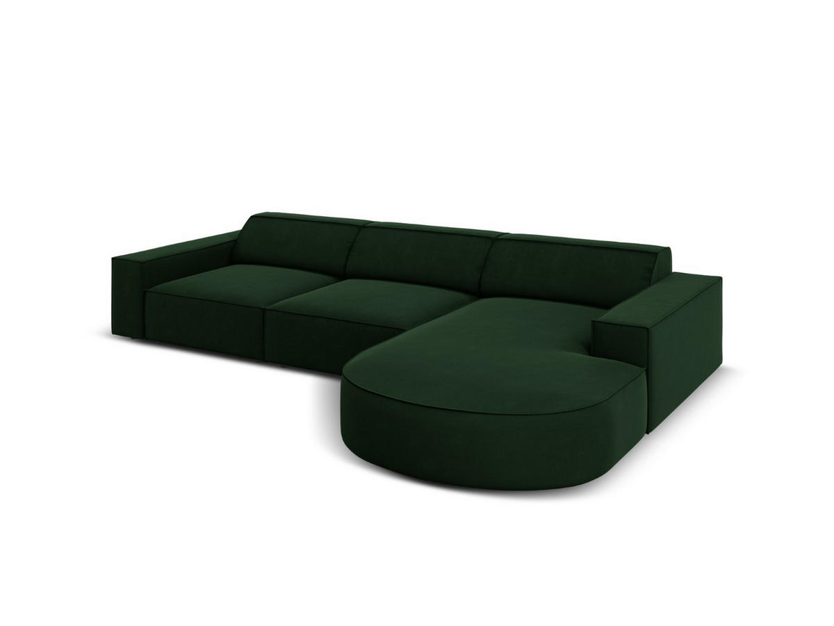 ECKSOFA rechts Jodie aus Samt flaschengrün 4 Sitzplätze - Dunkelgrün, Textil (166/284cm) - Micadoni