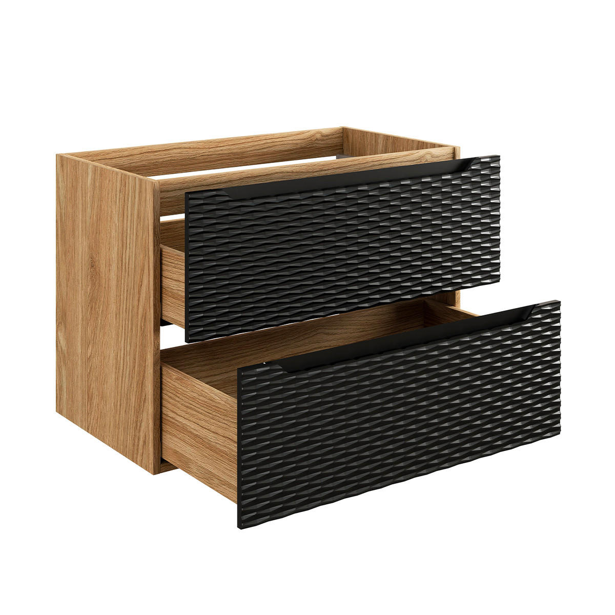 WASCHTISCHUNTERSCHRANK 80cm Elora Schwarz und Holz - Schwarz, Holzwerkstoff (80/59/46cm) - Petits-meubles