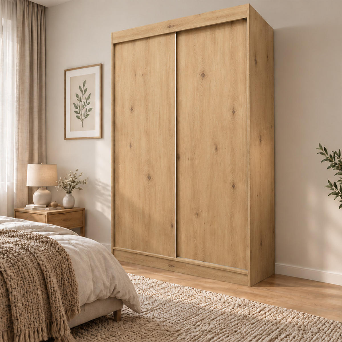 KLEIDERSCHRANK Steria 120 cm Artisan Griffe silber - Eiche Artisan, Holzwerkstoff (120/216/61cm) - KS Home Concept